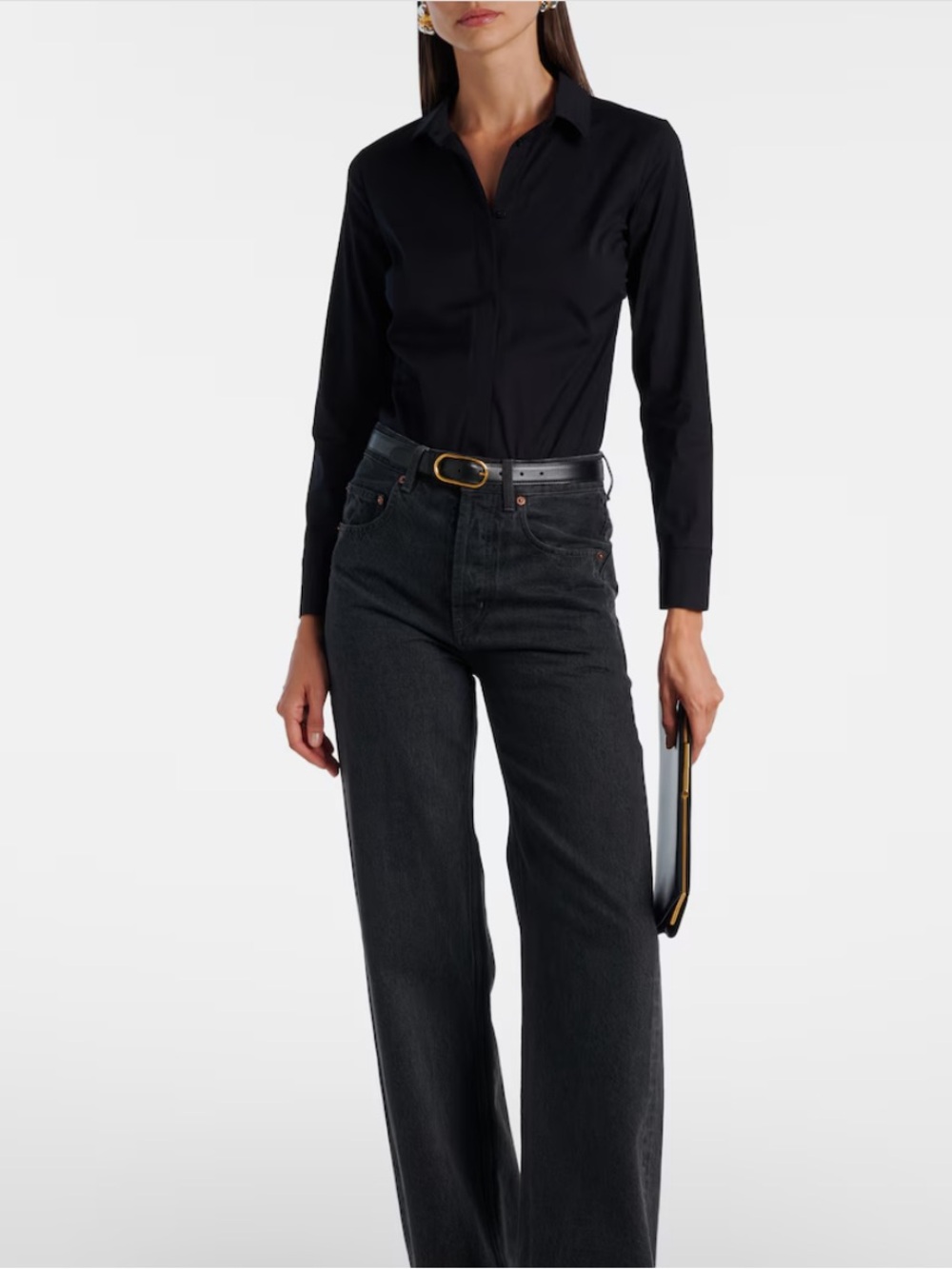 Wolford Black Collared Long-Sleeve Bodysuit